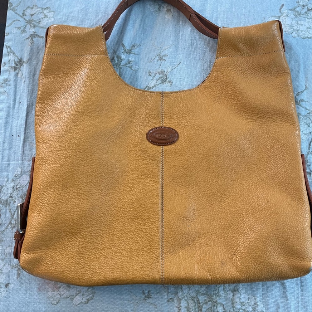 Tod's Orange and Brown Leather Shoulder Bag with Arch Handle
